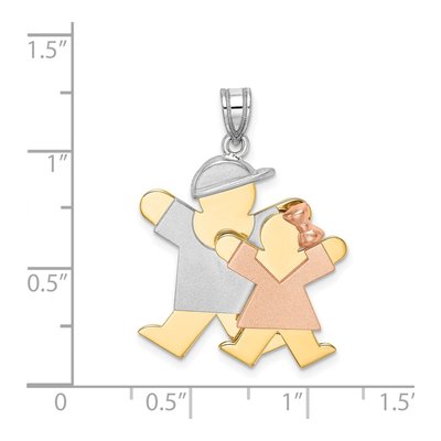 14K Tri-Color Gold Big Boy Little Girl Joy Charm – view 4