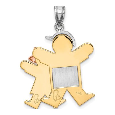 14K Tri-Color Gold Big Boy Little Girl Joy Charm – view 5