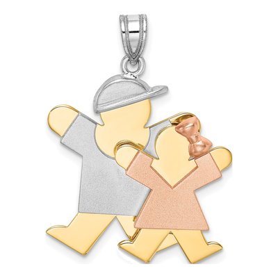 14K Tri-Color Gold Big Boy Little Girl Joy Charm