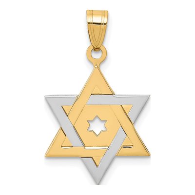 14K Two-Tone Gold Star of David Pendant