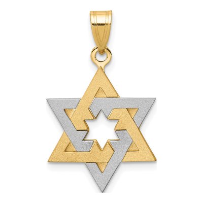 14K Two-Tone Gold Star of David Pendant