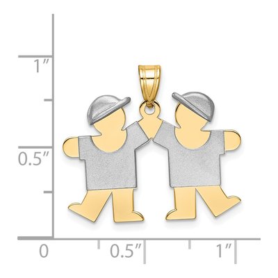 14K Two-Tone Gold Double Boys Kiss Charm – view 3