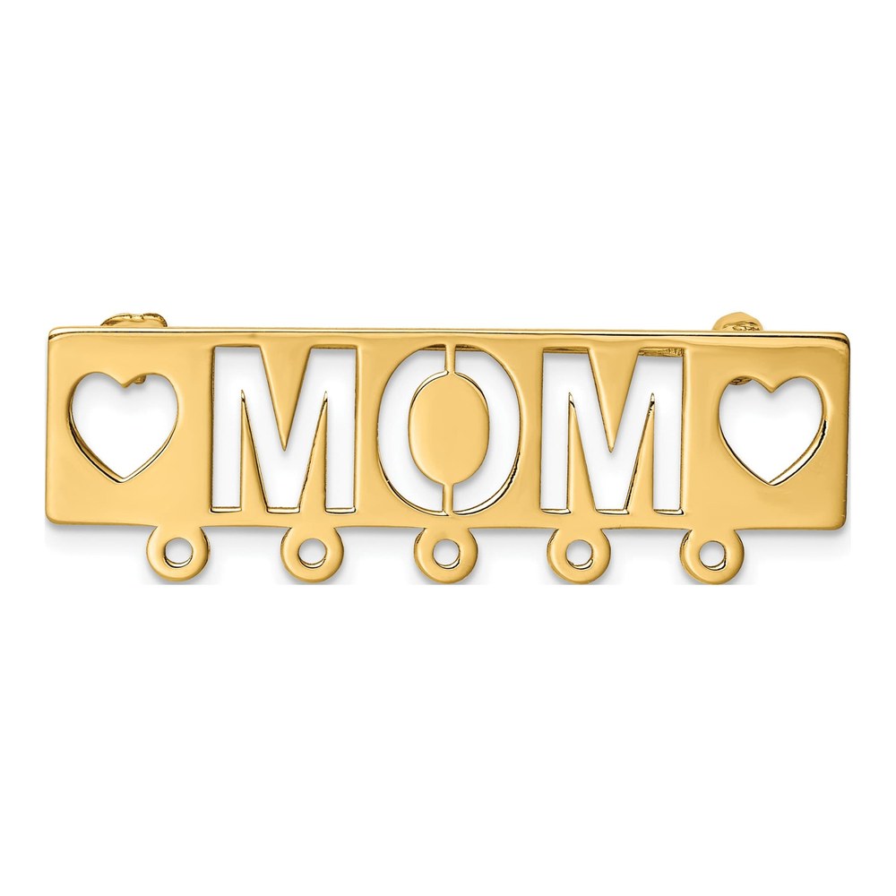 14K Yellow Gold Mom Hearts Pin Pendant Mounting