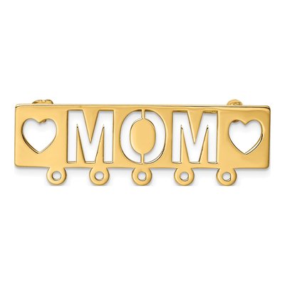 14K Yellow Gold Mom Hearts Pin Pendant Mounting