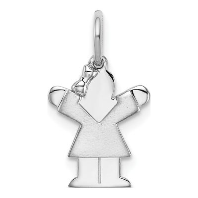 14K White Gold Mini Girl Love Pendant