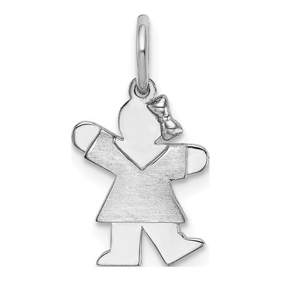 14K White Gold Mini Girl Kiss Pendant