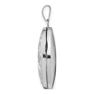 14K White Gold Scroll Design Domed Oval Locket – view 3