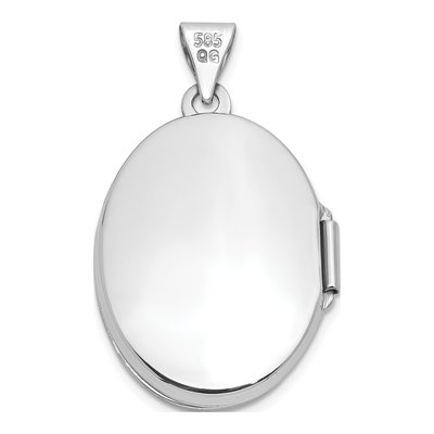 14K White Gold Scroll Design Domed Oval Locket – view 4