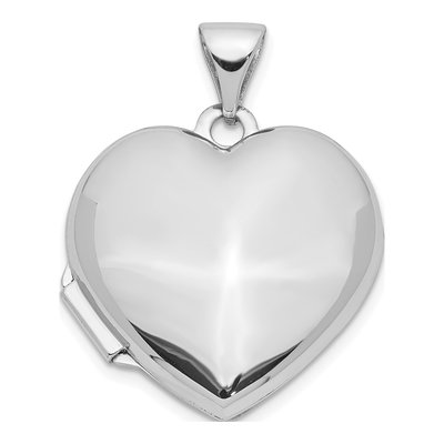 14K White Gold Heart Locket