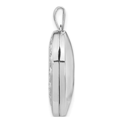 14K White Gold Scallop Heart Locket – view 3