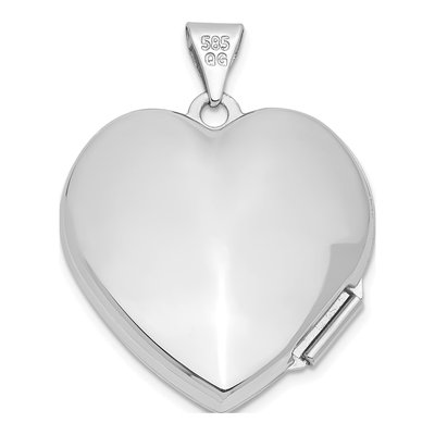 14K White Gold Scallop Heart Locket – view 4