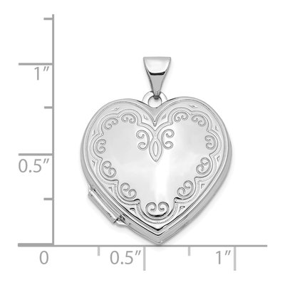14K White Gold Scallop Heart Locket – view 6
