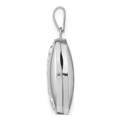 14K White Gold Floral Oval Locket – view 3
