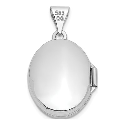 14K White Gold Floral Oval Locket – view 4