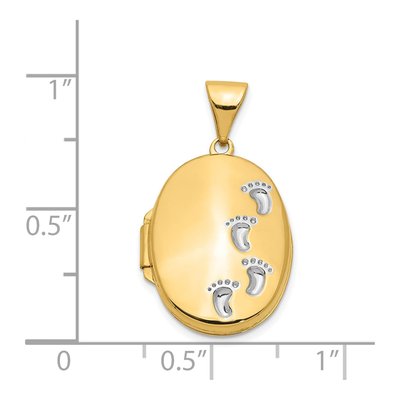 14K Yellow Gold Footprints Poem Oval Locket – view 6