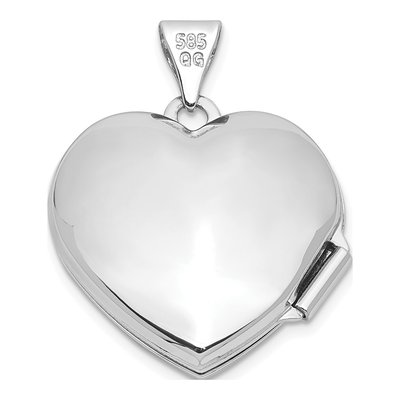 14K White Gold Heart Locket – view 4