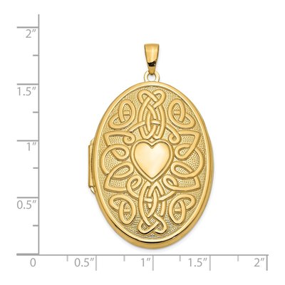 14K Yellow Gold Celtic Knot Heart Oval Locket – view 6