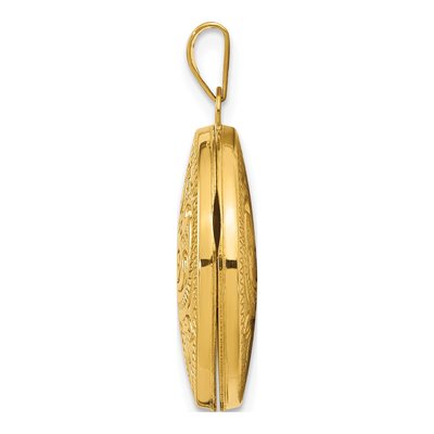 14K Yellow Gold Scroll Engraved Round Locket – view 3