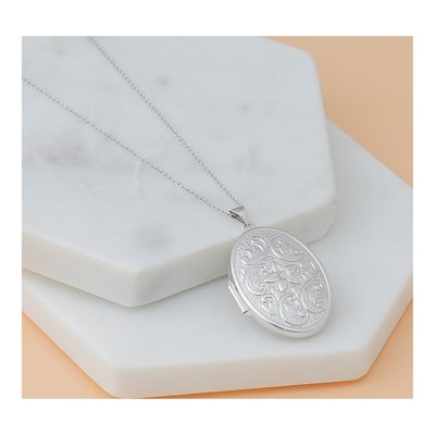14K White Gold Oval Locket – view 6