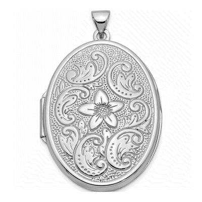 14K White Gold Oval Locket