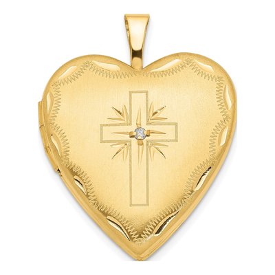 14K Yellow Gold Diamond Heart Locket