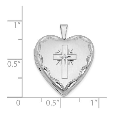 14K White Gold Diamond Heart Locket – view 6