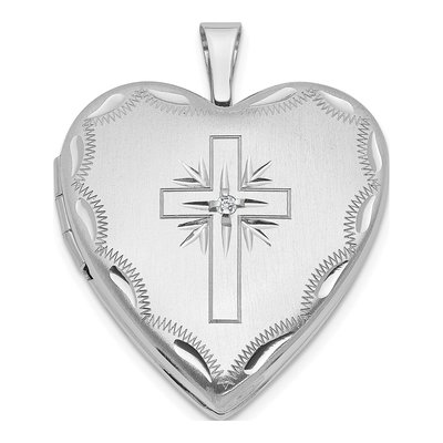 14K White Gold Diamond Heart Locket