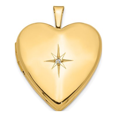 14K Yellow Gold Diamond Heart Locket