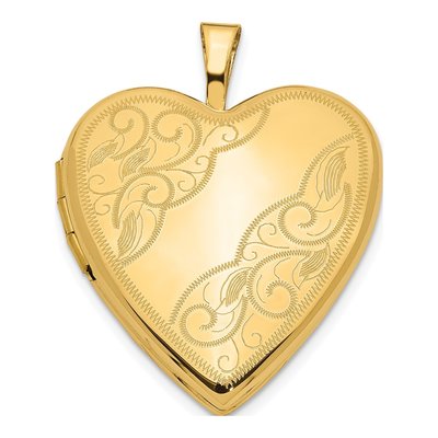 14K Yellow Gold Swirl Heart Locket