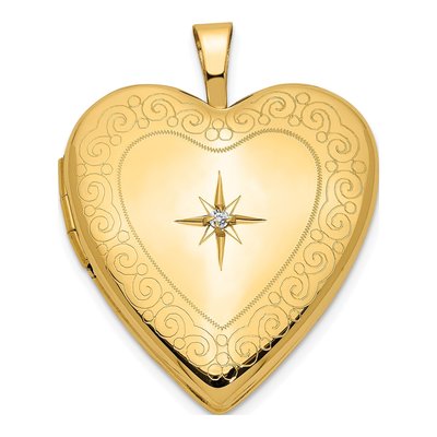 14K Yellow Gold Diamond Heart Locket