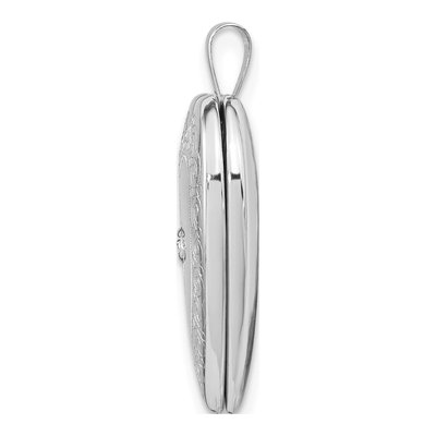 14K White Gold Diamond Heart Locket – view 3