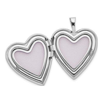 14K White Gold Diamond Heart Locket – view 5