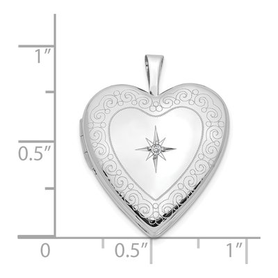 14K White Gold Diamond Heart Locket – view 6