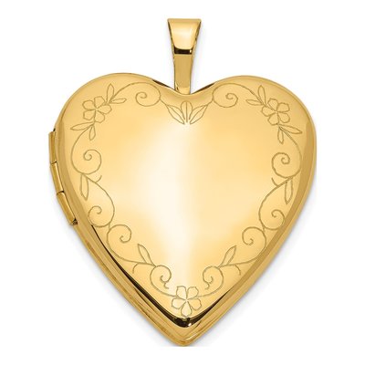 14K Yellow Gold Floral Heart Locket