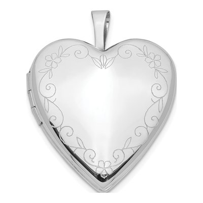 14K White Gold Heart Locket