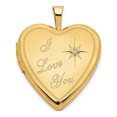 14K Yellow Gold Diamond Heart Locket