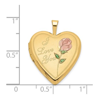 14K Yellow Gold Enamel Heart I LOVE YOU Locket – view 6