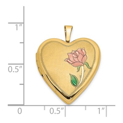 14K Yellow Gold Pink Green Enamel Heart Locket – view 6
