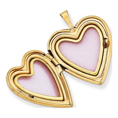 14K Yellow Gold Pink Green Enamel MOM Heart Locket – view 5