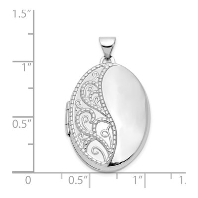 14K White Gold Oval Swirl Locket – view 4