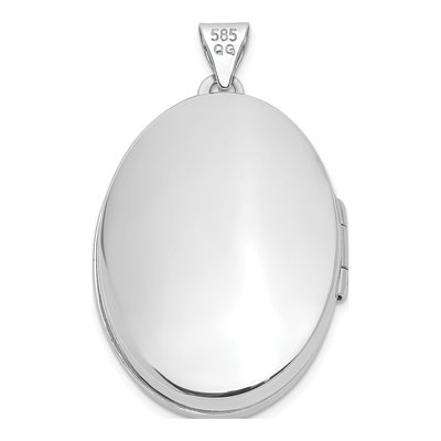 14K White Gold Oval Swirl Locket – view 5