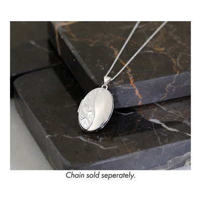 14K White Gold Oval Swirl Locket – view 7