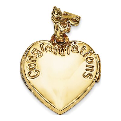 14K Yellow Gold CZ Happy 16th Birthday Heart Locket – view 3