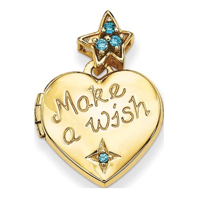14K Yellow Gold CZ Heart Locket
