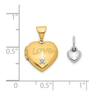 14K Two-Tone Gold Diamond LOVE Heart Locket – view 8
