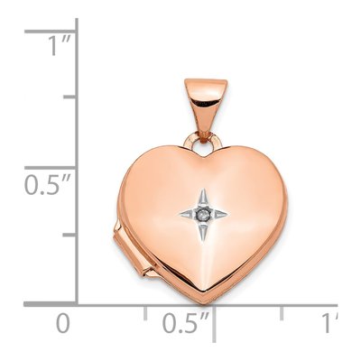 14K Rose Gold Diamond Heart Locket – view 6