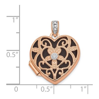 14K Rose Gold Diamond Filigree Heart Locket – view 6