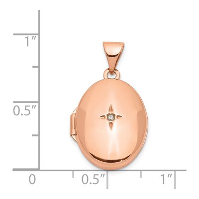 14K Rose Gold Diamond Star Oval Locket – view 6