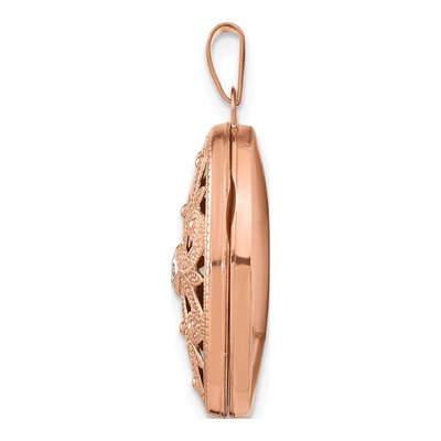 14K Rose Gold Diamond Vintage Filigree Oval Locket – view 3