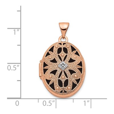 14K Rose Gold Diamond Vintage Filigree Oval Locket – view 6